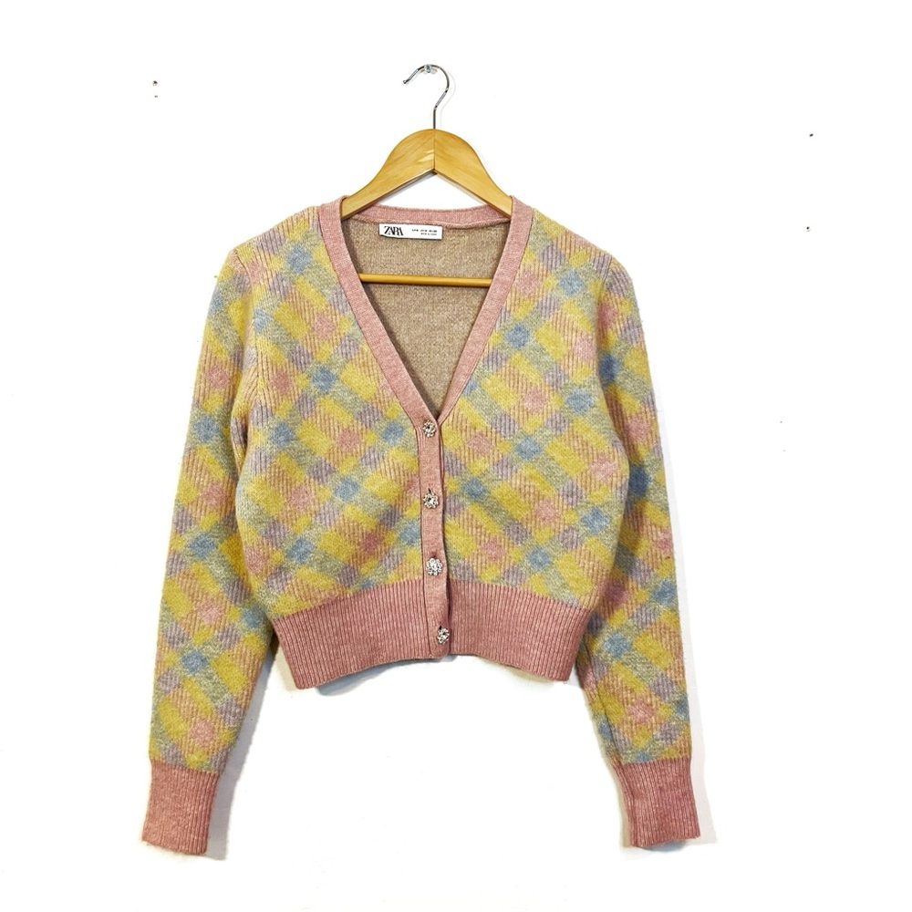 Zara | Pink Gem Plaid Cardigan